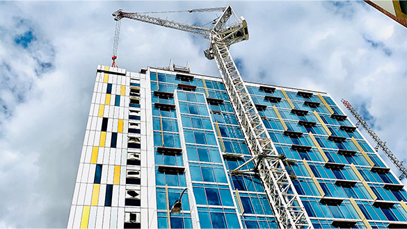 Installation of first high-rise hotel